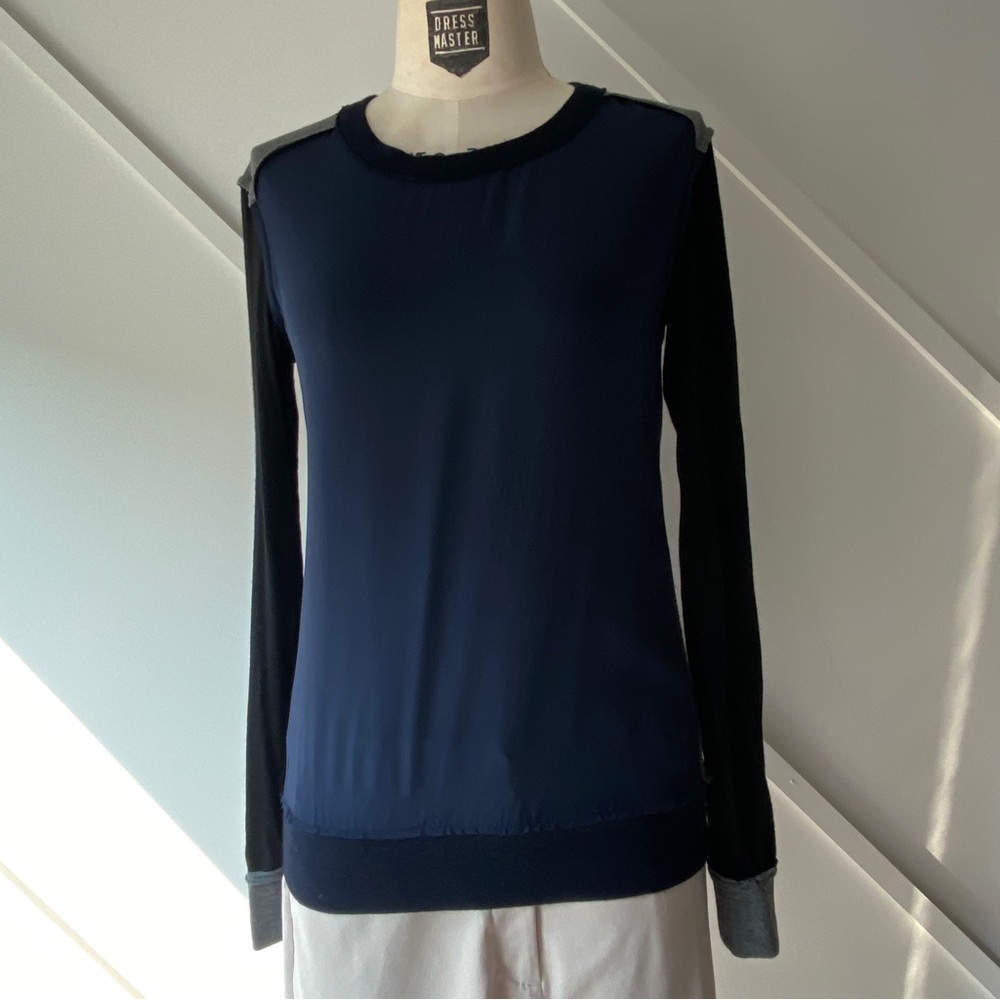 Bailey 44 Silk Wool Blend Colorblock Crewneck Sweater - XS